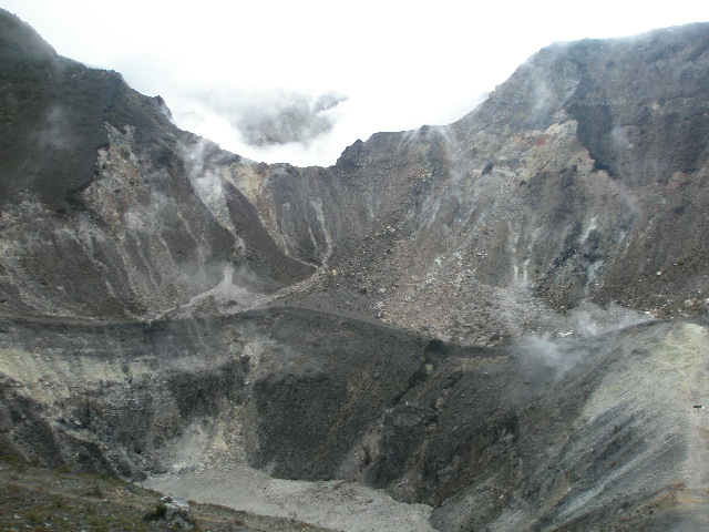 At the edge of the crater